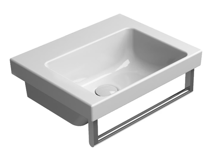 NORM 42X34 - Rectangular single ceramic washbasin with towel rail _ GSI ceramica